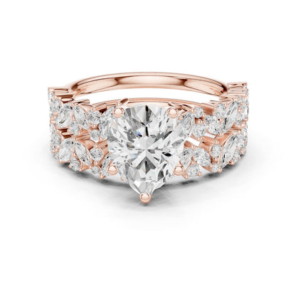 Round Lab Grown Diamond Side-Stone Engagement Ring