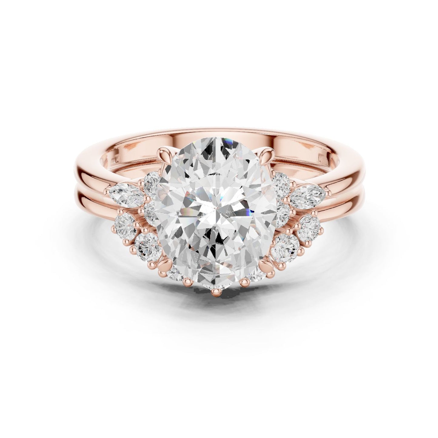 Round Lab Grown Diamond Side-Stone Engagement Ring
