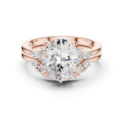 Round Lab Grown Diamond Side-Stone Engagement Ring