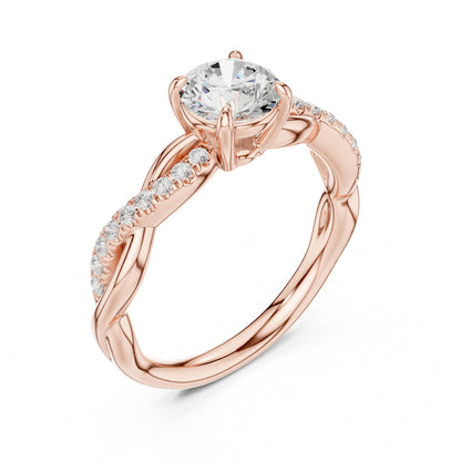 Round Lab Grown Diamond Side-Stone Engagement Ring