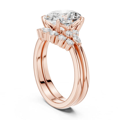Round Lab Grown Diamond Side-Stone Engagement Ring