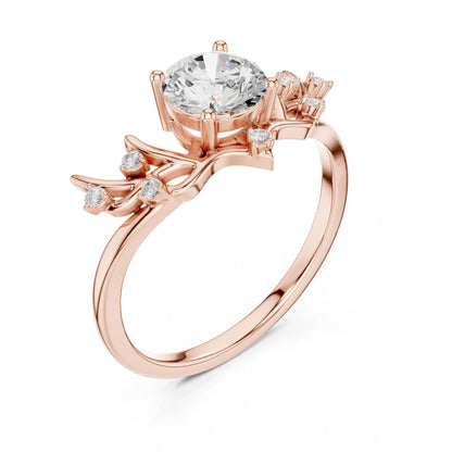 Women's Round Lab Grown Diamond Side-Stone Ring