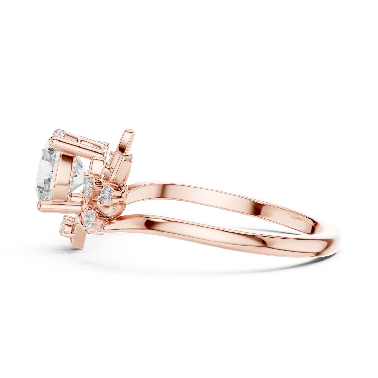 Women's Round Lab Grown Diamond Side-Stone Ring