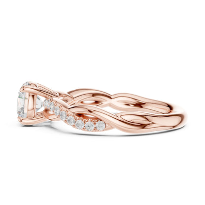 Round Lab Grown Diamond Side-Stone Engagement Ring
