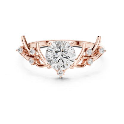 Women's Round Lab Grown Diamond Side-Stone Ring