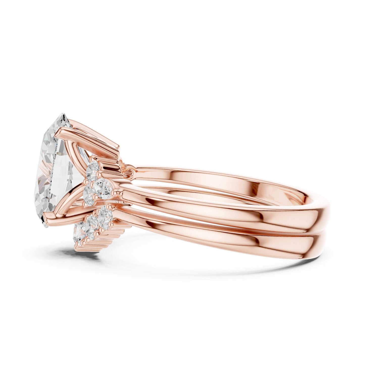 Round Lab Grown Diamond Side-Stone Engagement Ring
