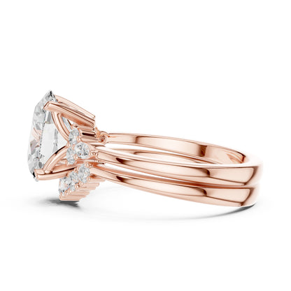 Round Lab Grown Diamond Side-Stone Engagement Ring
