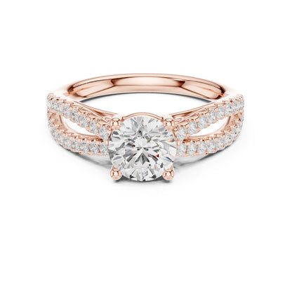 Round Lab Grown Diamond Side-Stone Engagement Ring