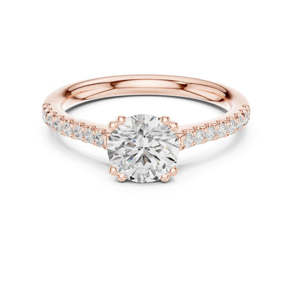 Round Lab Grown Diamond Side-Stone Engagement Ring