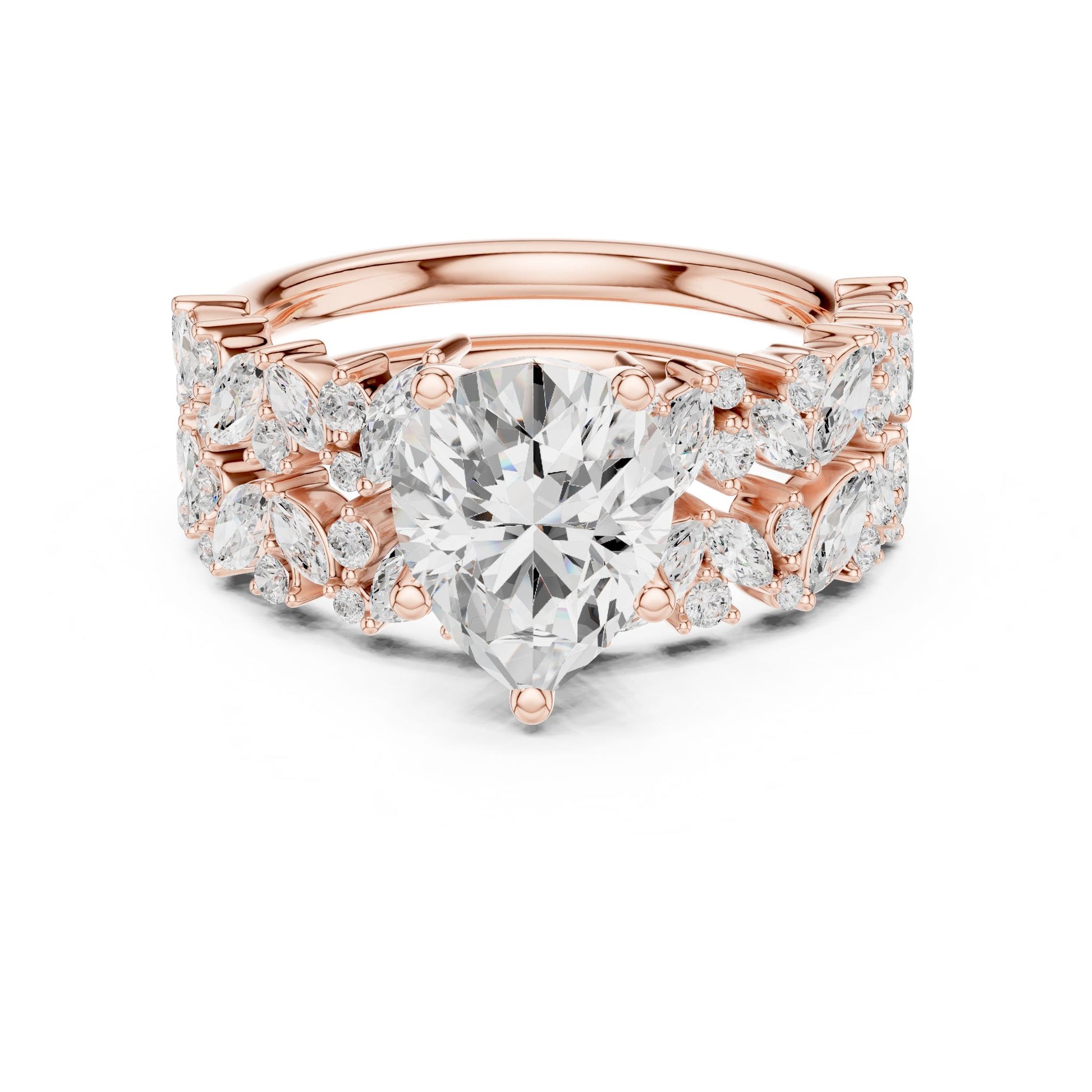 Round Lab Grown Diamond Side-Stone Engagement Ring