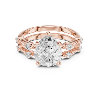 Round Lab Grown Diamond Side-Stone Engagement Ring