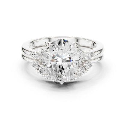 Round Lab Grown Diamond Side-Stone Engagement Ring
