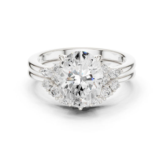Round Lab Grown Diamond Side-Stone Engagement Ring