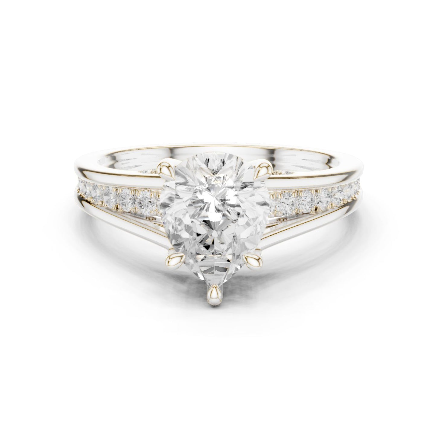 Round Lab Grown Diamond Side-Stone Engagement Ring
