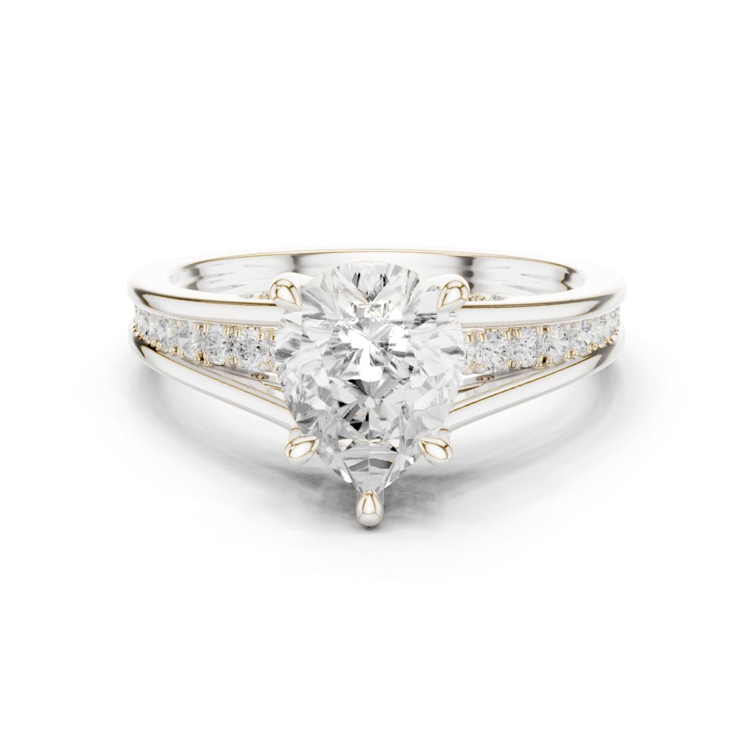 Round Lab Grown Diamond Side-Stone Engagement Ring