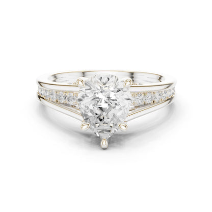 Round Lab Grown Diamond Side-Stone Engagement Ring