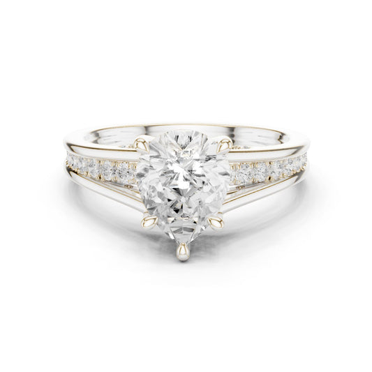Round Lab Grown Diamond Side-Stone Engagement Ring