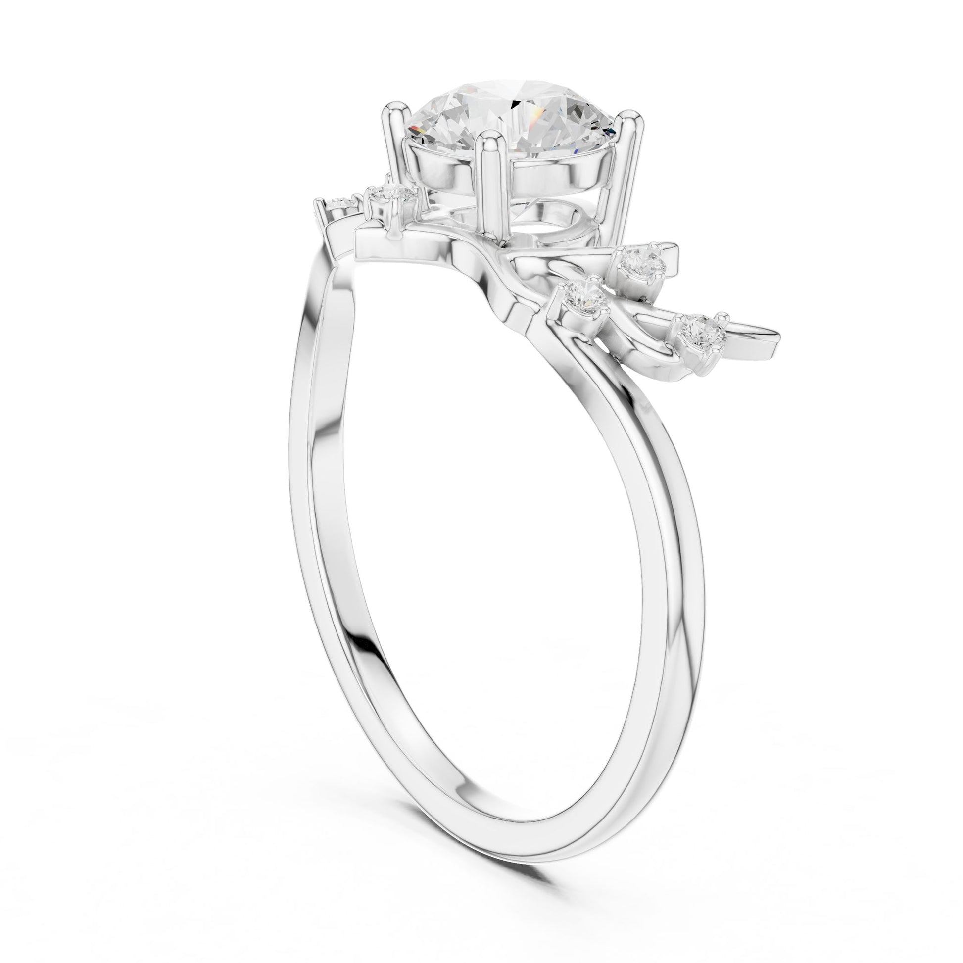 Women's Round Lab Grown Diamond Side-Stone Ring