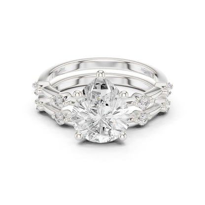 Round Lab Grown Diamond Side-Stone Engagement Ring
