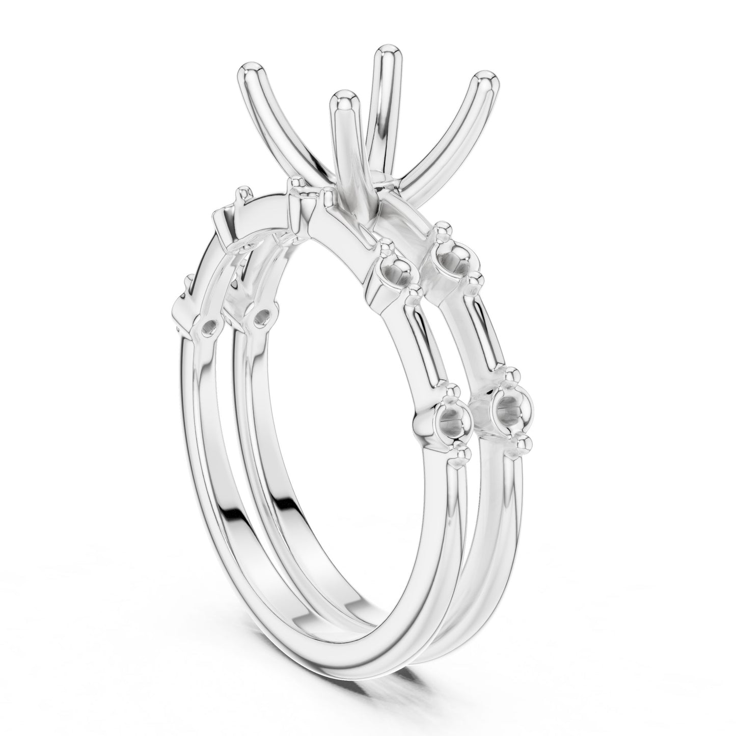 Round Lab Grown Diamond Side-Stone Engagement Ring