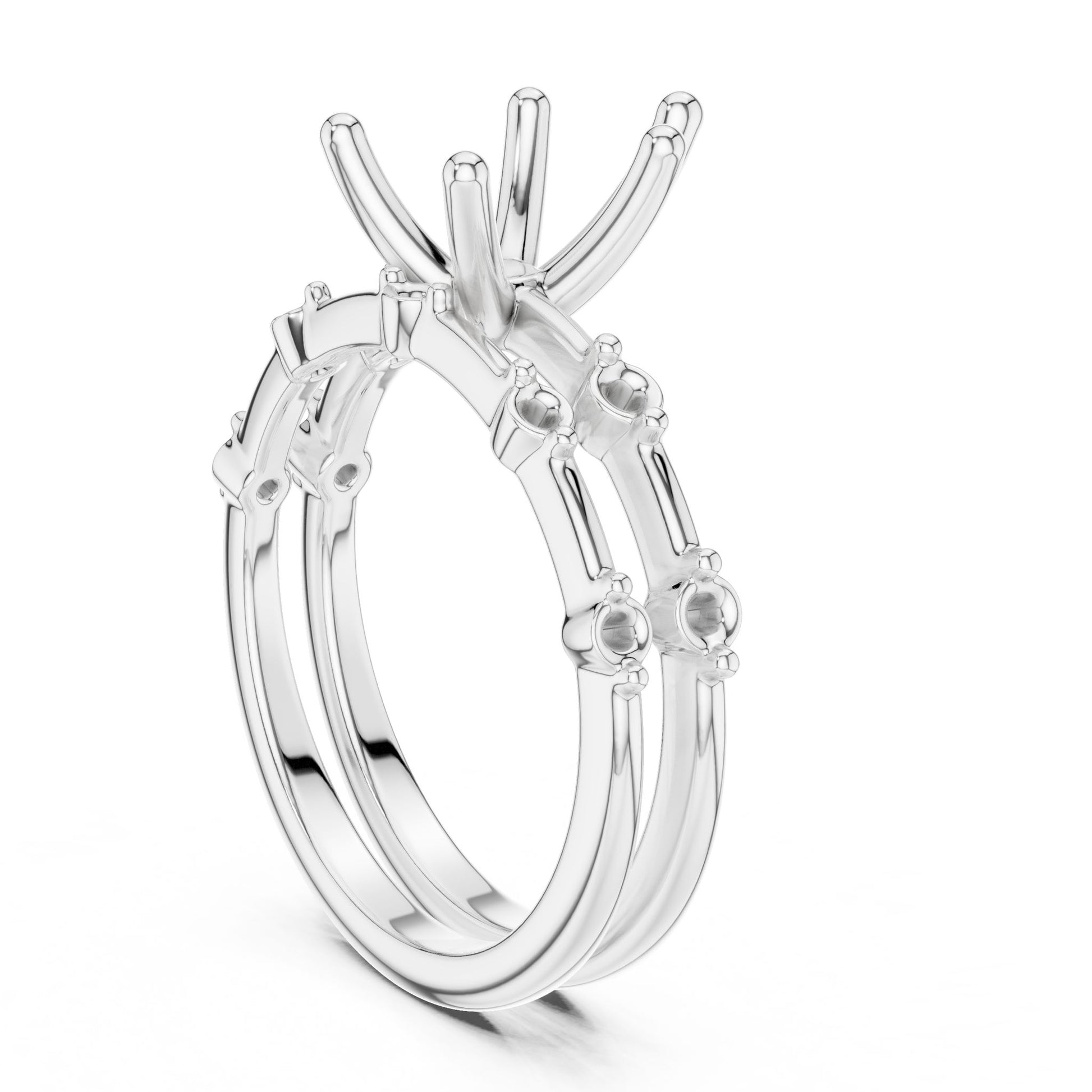 Round Lab Grown Diamond Side-Stone Engagement Ring