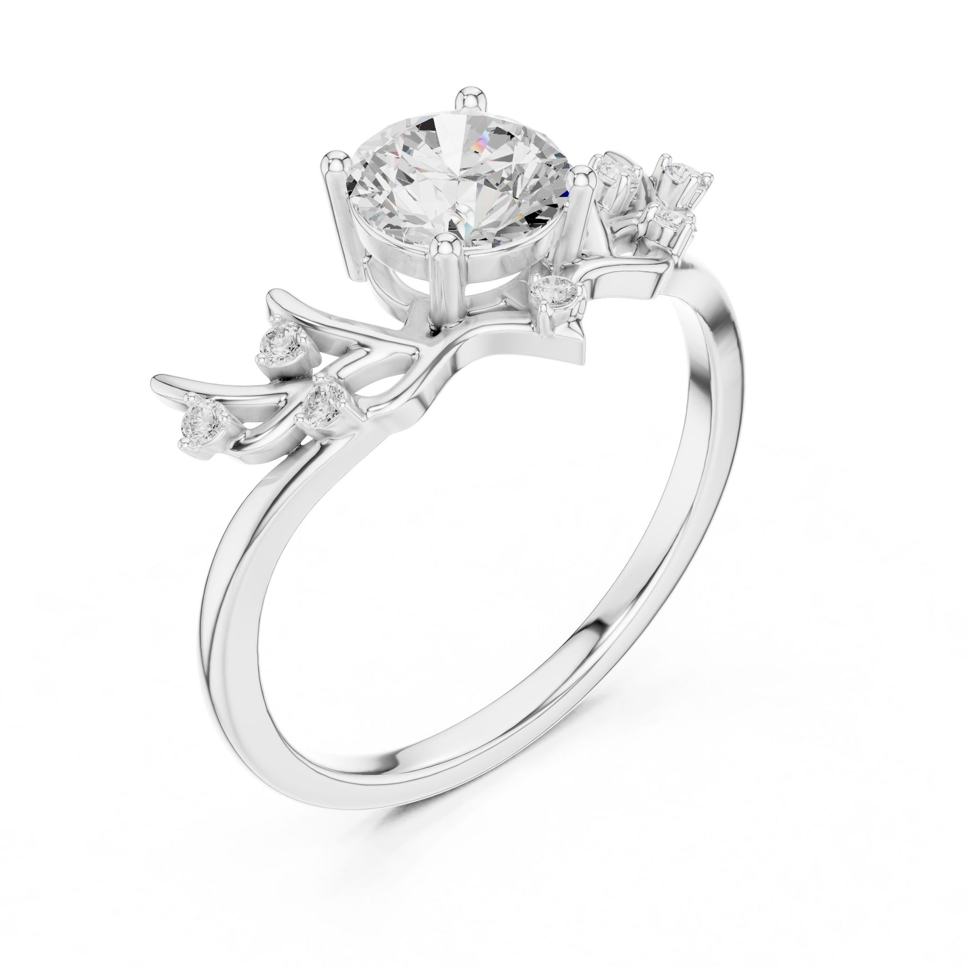 Women's Round Lab Grown Diamond Side-Stone Ring