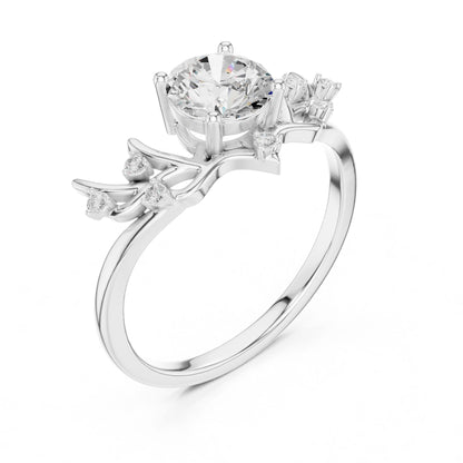 Women's Round Lab Grown Diamond Side-Stone Ring