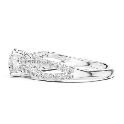 Round Lab Grown Diamond Side-Stone Engagement Ring