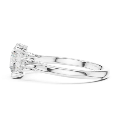 Round Lab Grown Diamond Side-Stone Engagement Ring