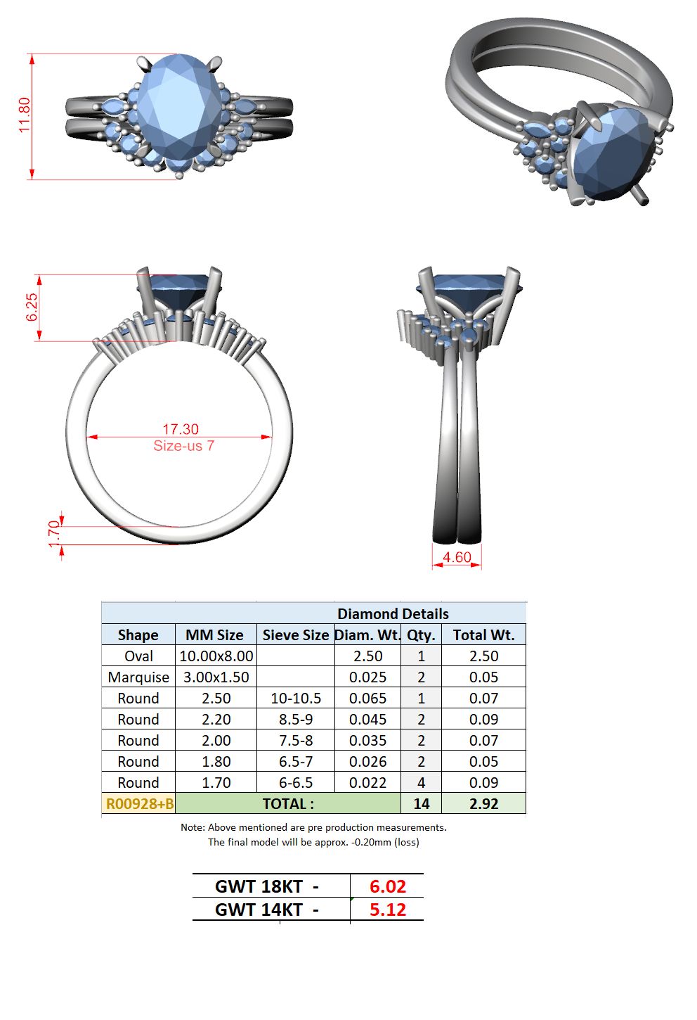 Round Lab Grown Diamond Side-Stone Engagement Ring