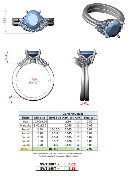 Round Lab Grown Diamond Side-Stone Engagement Ring