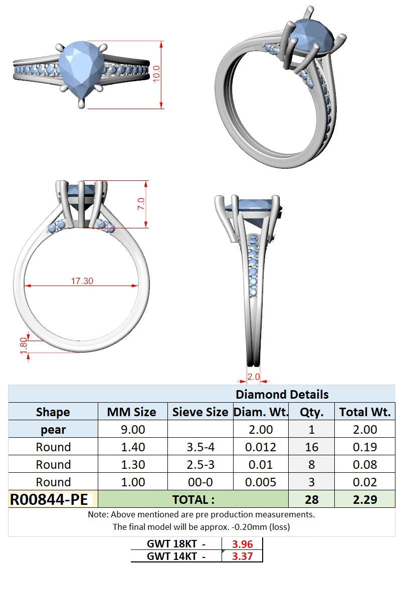 Round Lab Grown Diamond Side-Stone Engagement Ring