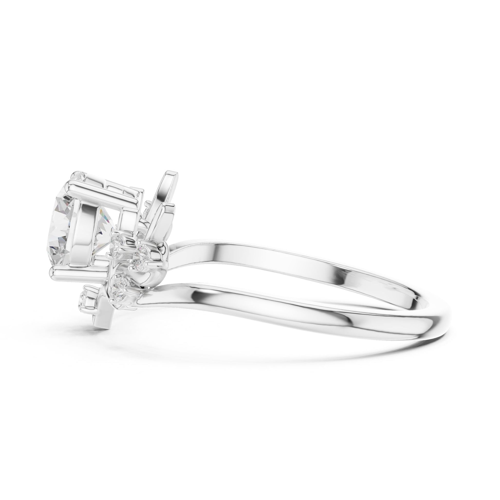 Women's Round Lab Grown Diamond Side-Stone Ring