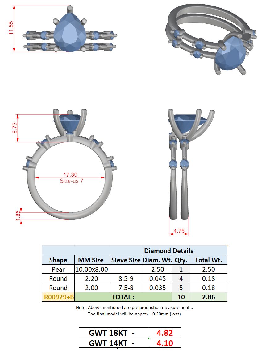 Round Lab Grown Diamond Side-Stone Engagement Ring