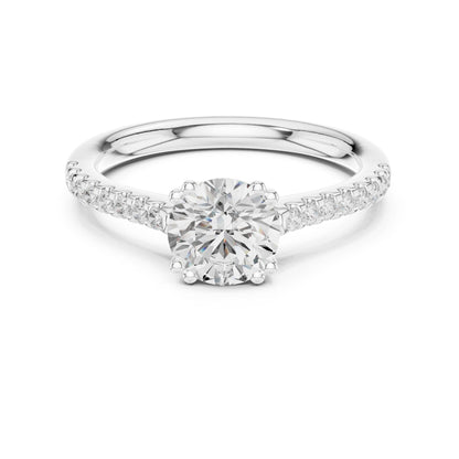 Round Lab Grown Diamond Side-Stone Engagement Ring