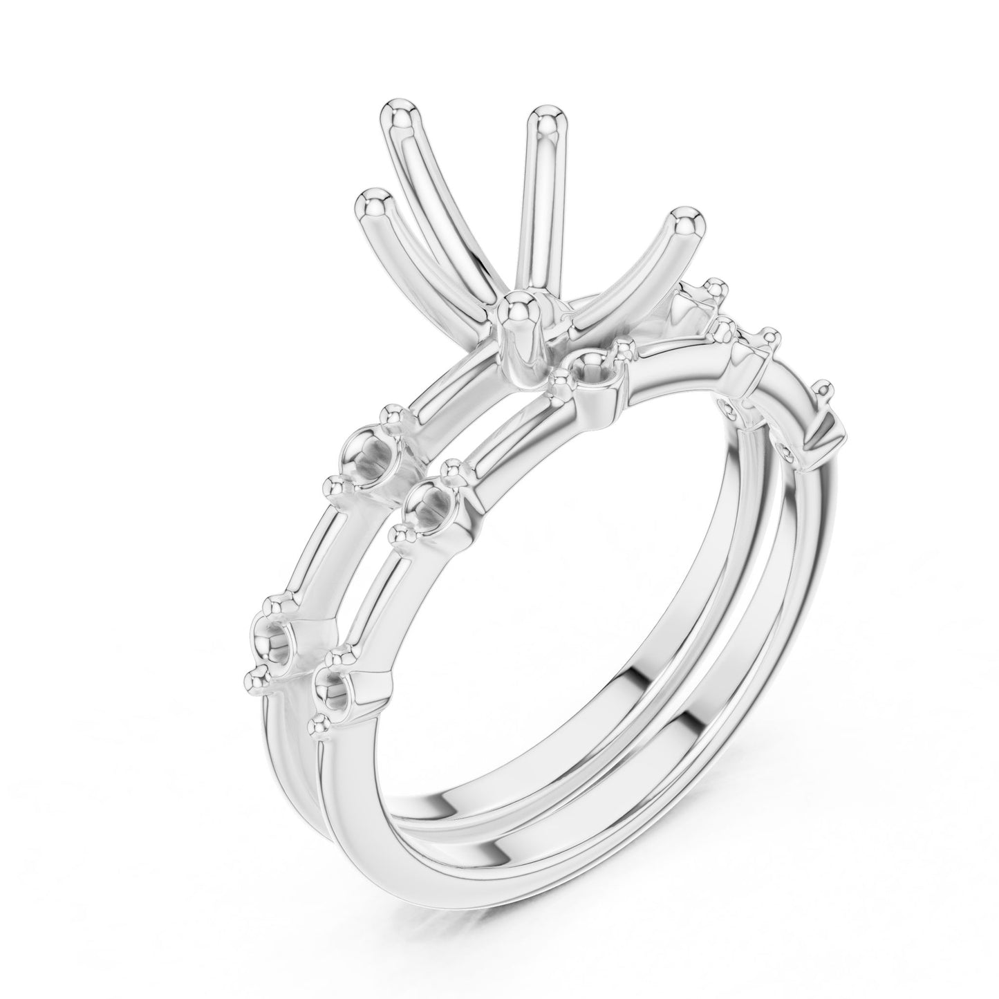 Round Lab Grown Diamond Side-Stone Engagement Ring