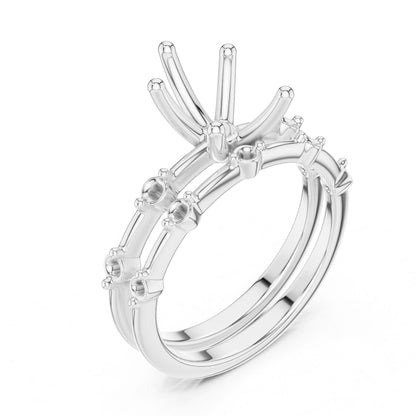 Round Lab Grown Diamond Side-Stone Engagement Ring