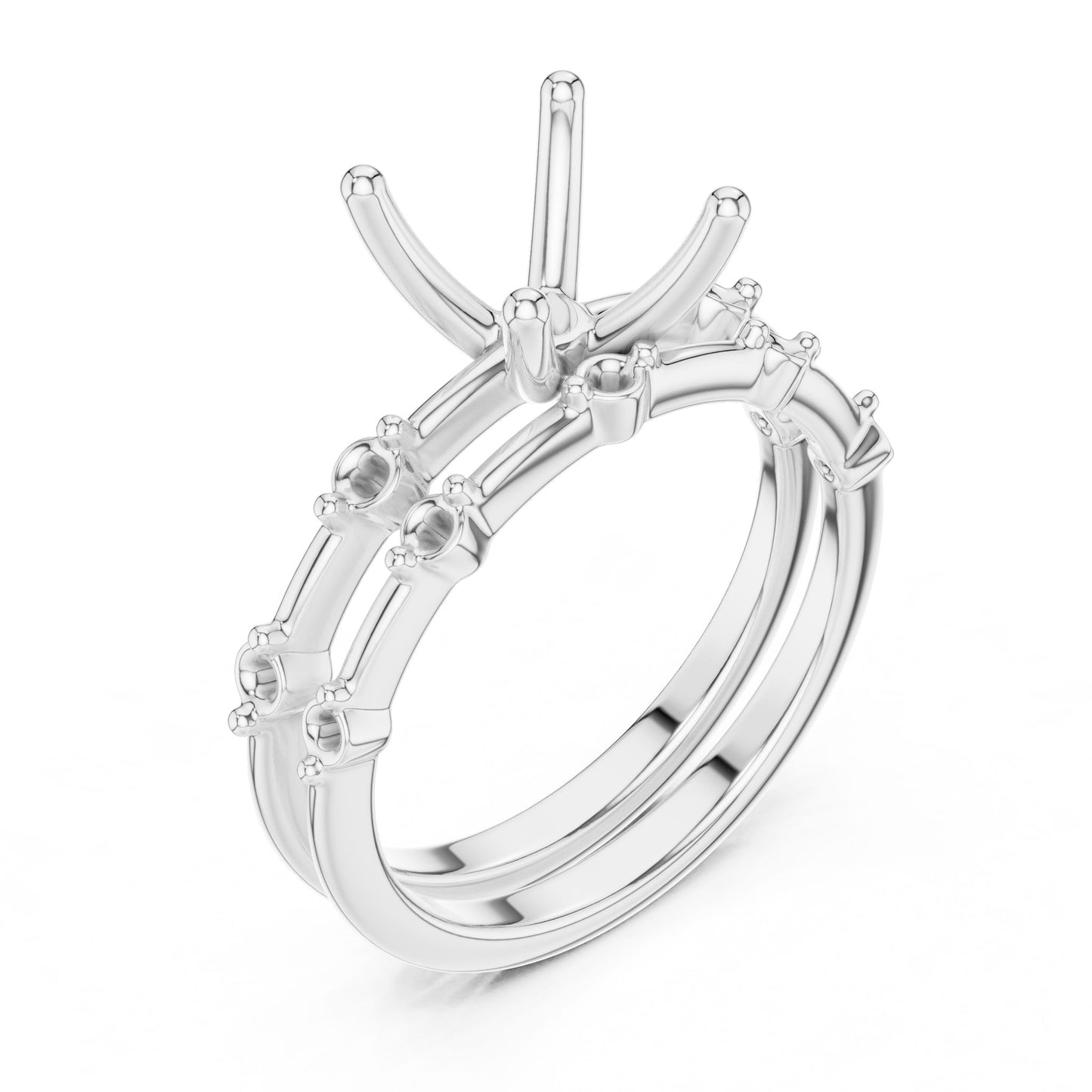 Round Lab Grown Diamond Side-Stone Engagement Ring