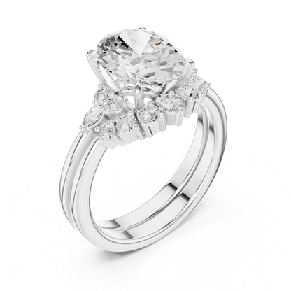 Round Lab Grown Diamond Side-Stone Engagement Ring