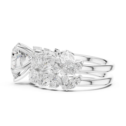 Round Lab Grown Diamond Side-Stone Engagement Ring