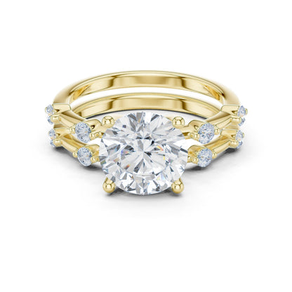 Round Lab Grown Diamond Side-Stone Engagement Ring