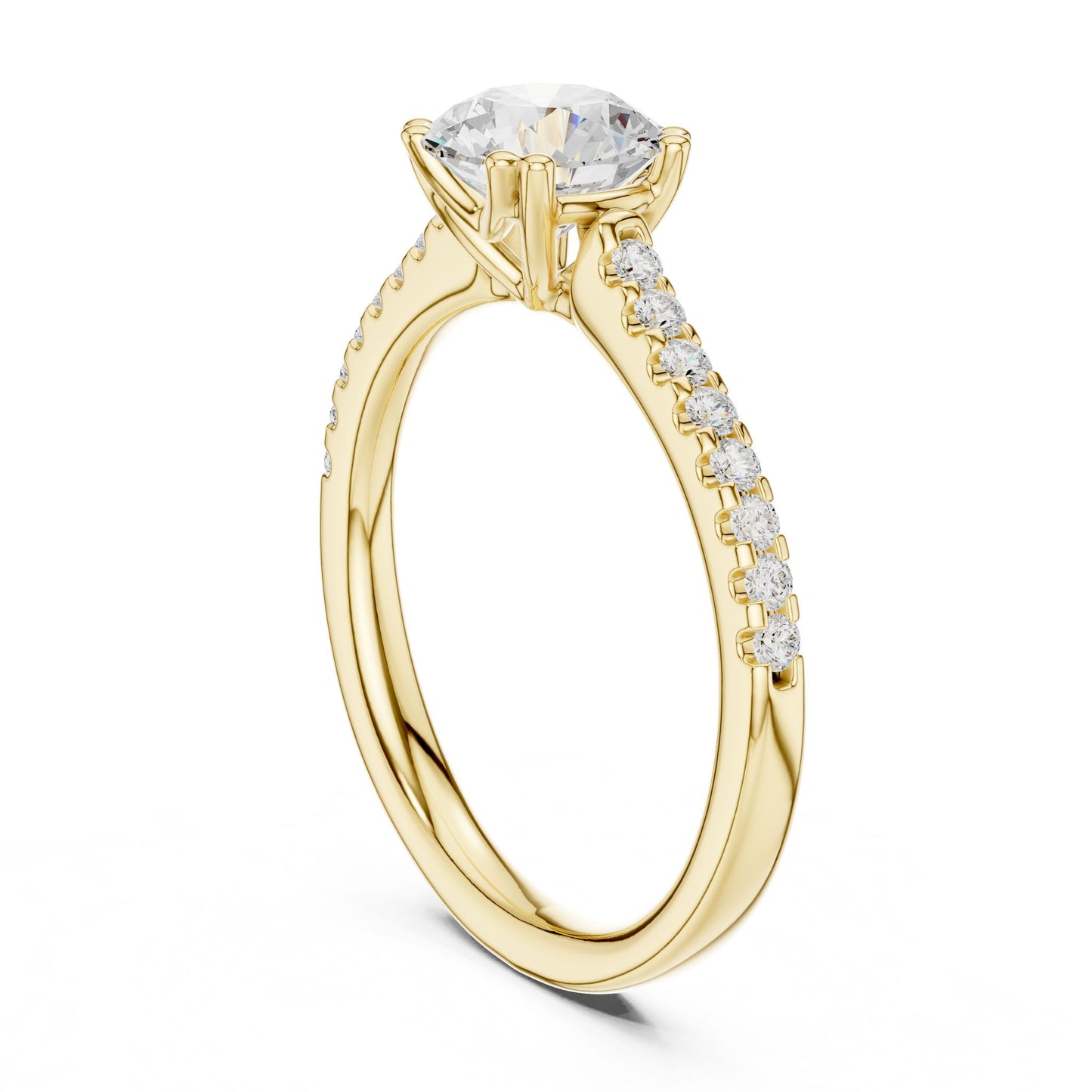 Round Lab Grown Diamond Side-Stone Engagement Ring