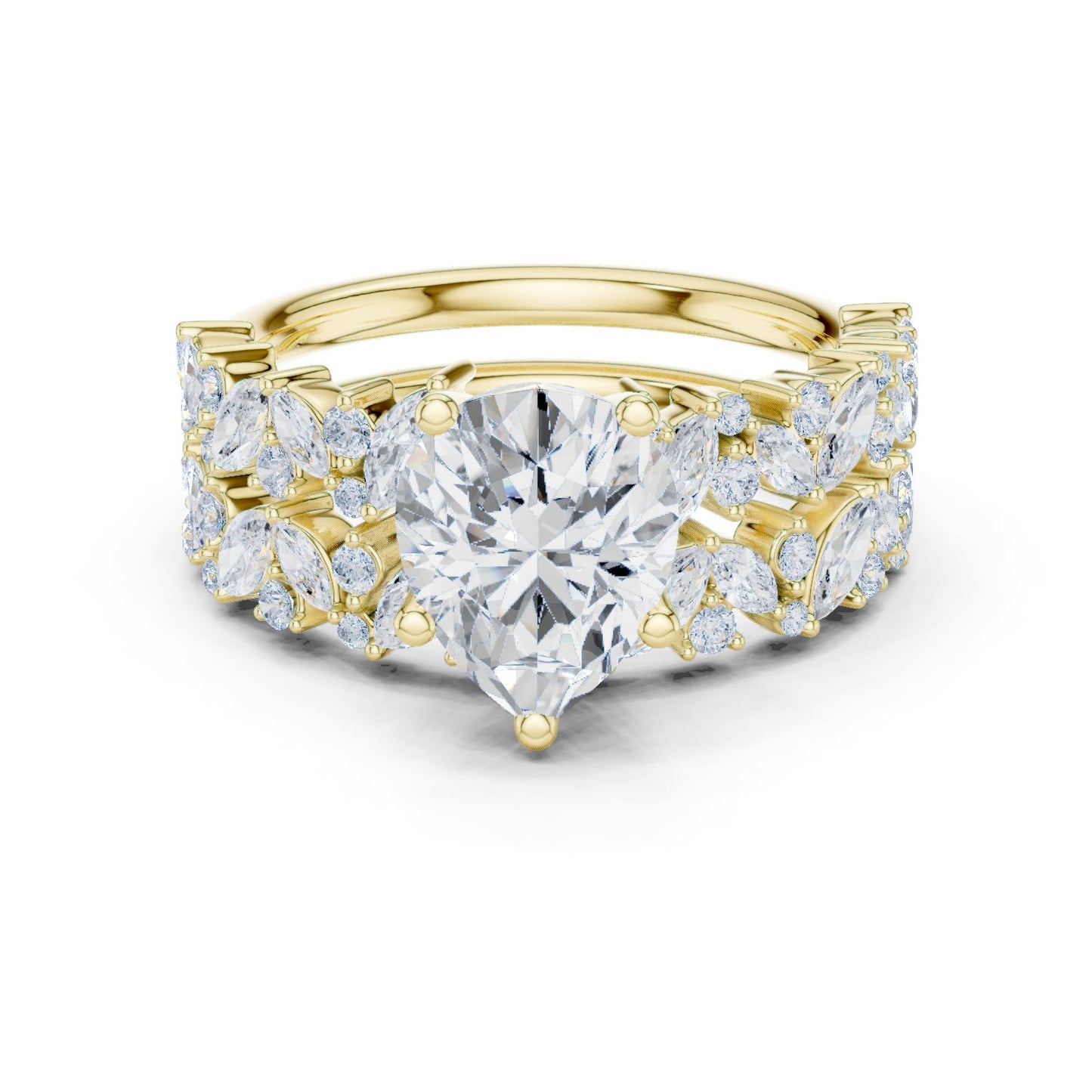 Round Lab Grown Diamond Side-Stone Engagement Ring