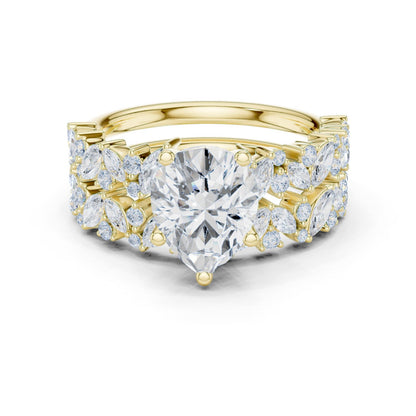 Round Lab Grown Diamond Side-Stone Engagement Ring