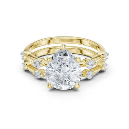 Round Lab Grown Diamond Side-Stone Engagement Ring