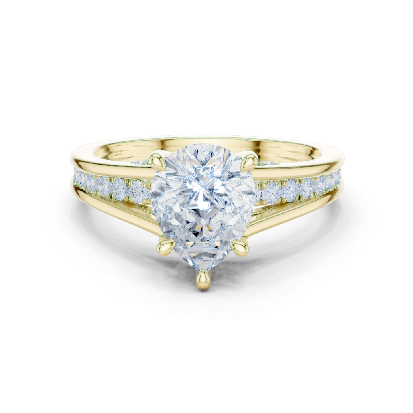 Round Lab Grown Diamond Side-Stone Engagement Ring