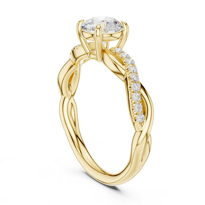 Round Lab Grown Diamond Side-Stone Engagement Ring