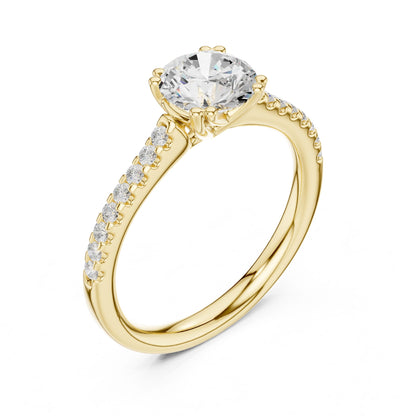 Round Lab Grown Diamond Side-Stone Engagement Ring