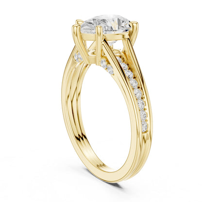 Round Lab Grown Diamond Side-Stone Engagement Ring
