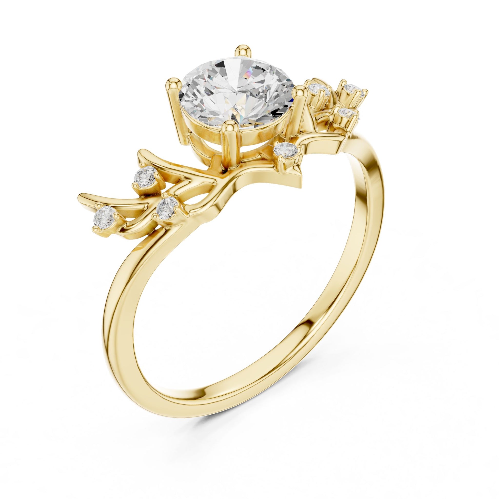 Women's Round Lab Grown Diamond Side-Stone Ring
